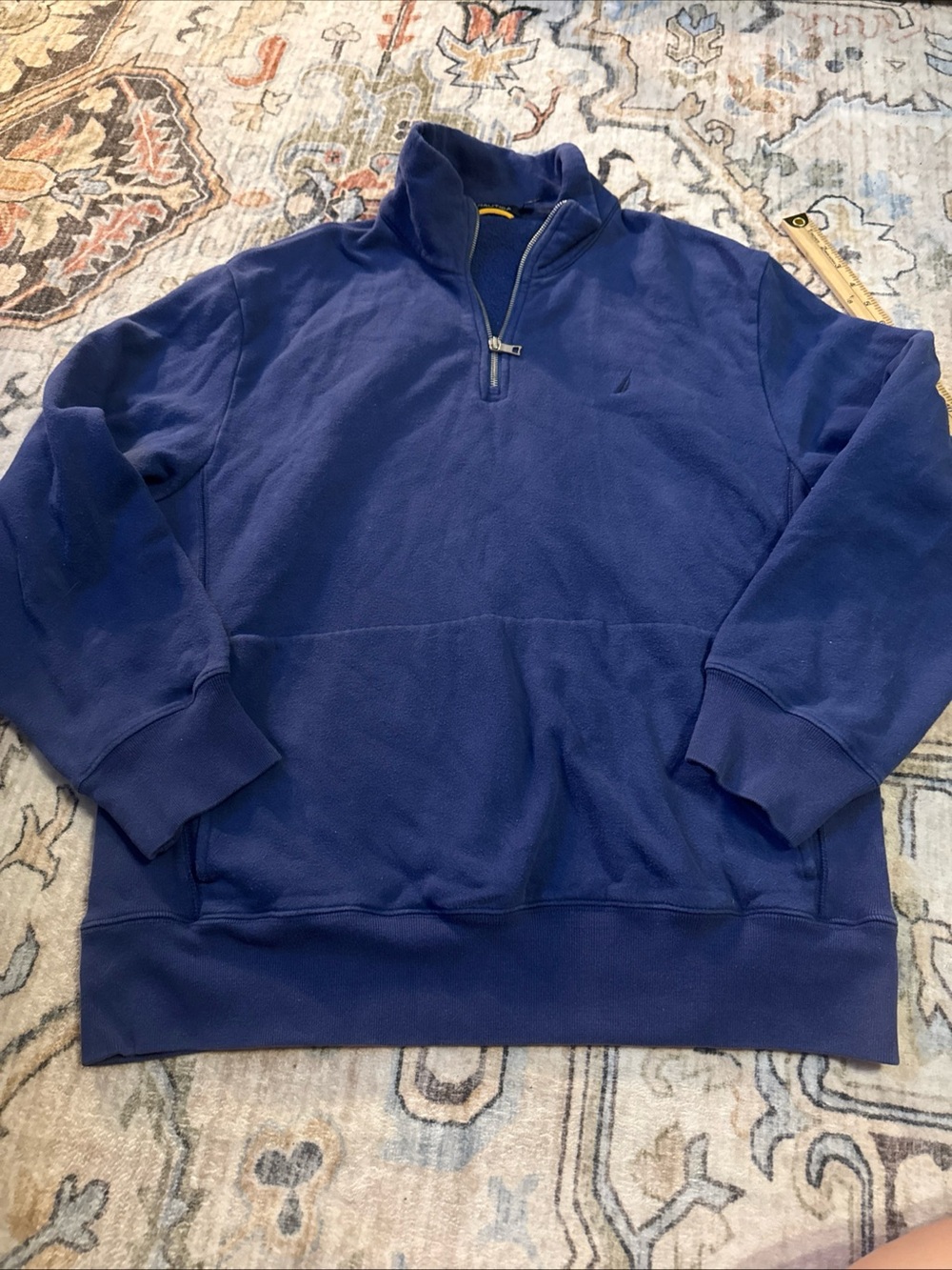 Vintage 2004 Nautica Quarter Zip Pullover Sweatshirt Navy Men's Size XL Y2K